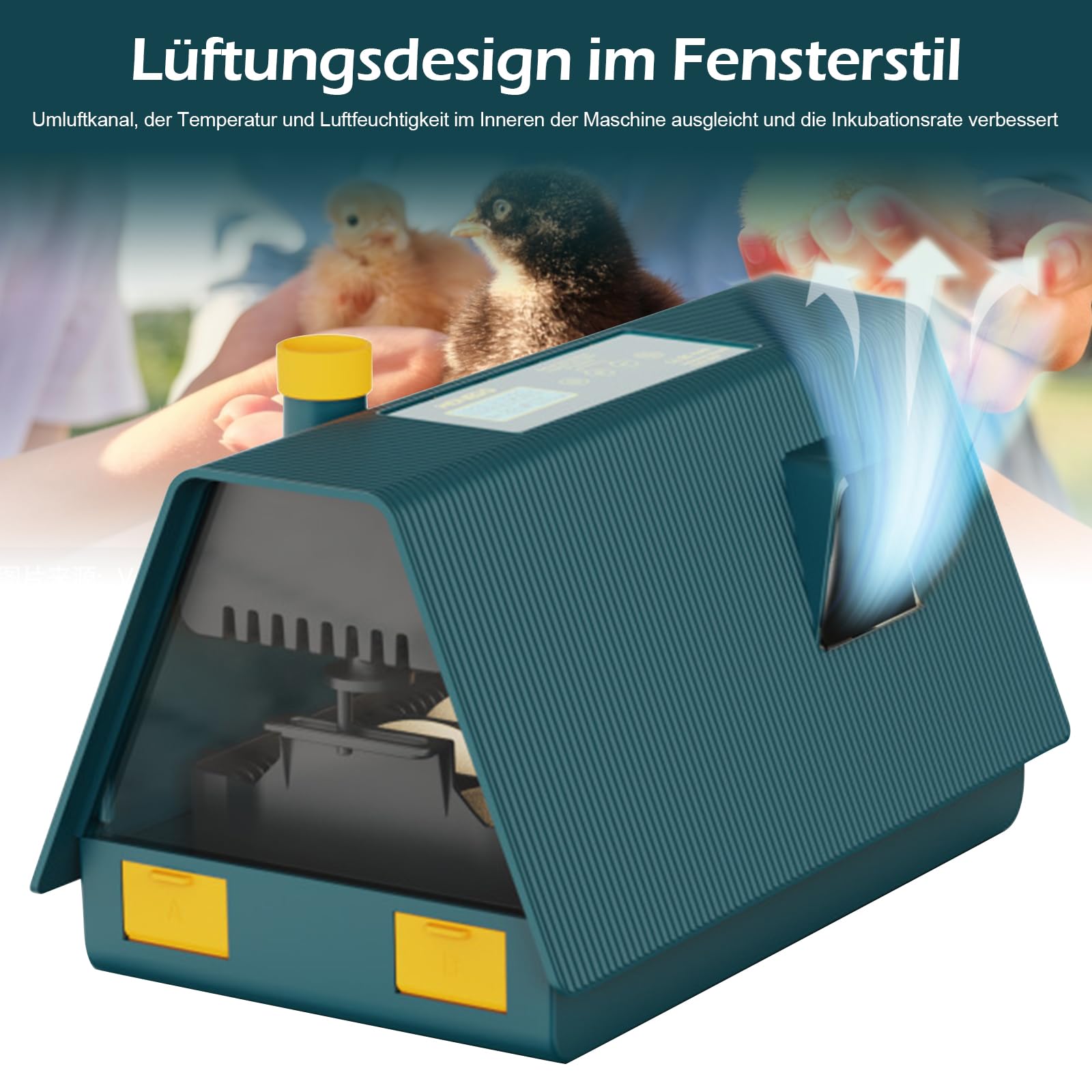 Vollautomatischer Brutautomat Für 10 Eier – LED-Display, Temperaturregelung, Automatisches Wenden, Wasserzufuhr, Alarm – Für Hühner- & Enteneier