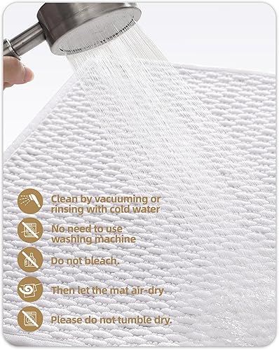 Miniatura 6 de Color&Geometry Alfombras de baño de felpilla tejidas absorbentes, antideslizantes, de 16 x 24 pulgadas, color blanco, lavables, alfombra de baño