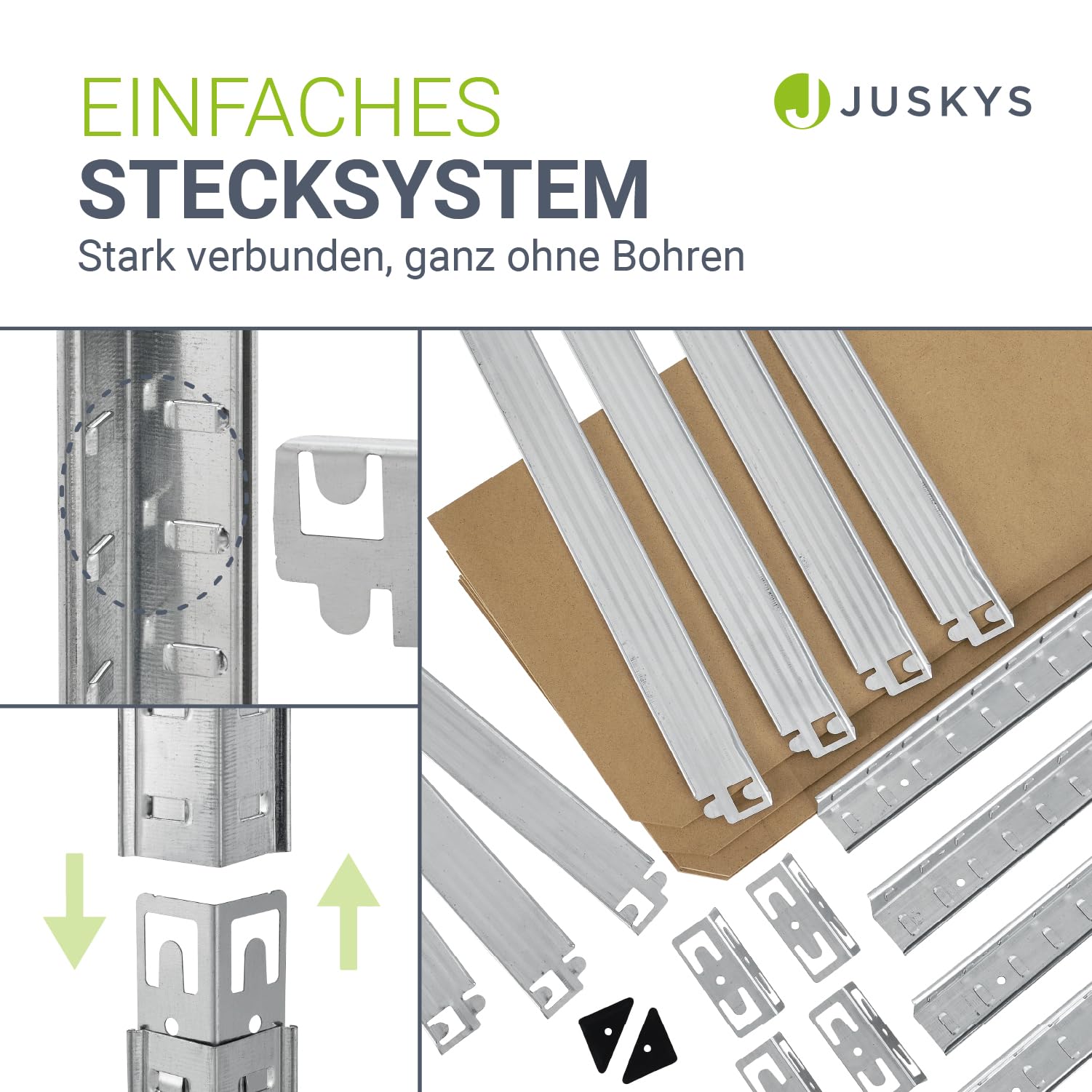 Juskys 2er-Set Lagerregal Easy 2X 160x80x40cm (HxBxT) | 640kg Traglast | 8 Böden | Metall Schwerlastregal Kellerregal Steckregal Regal Regalsystem Metallregal