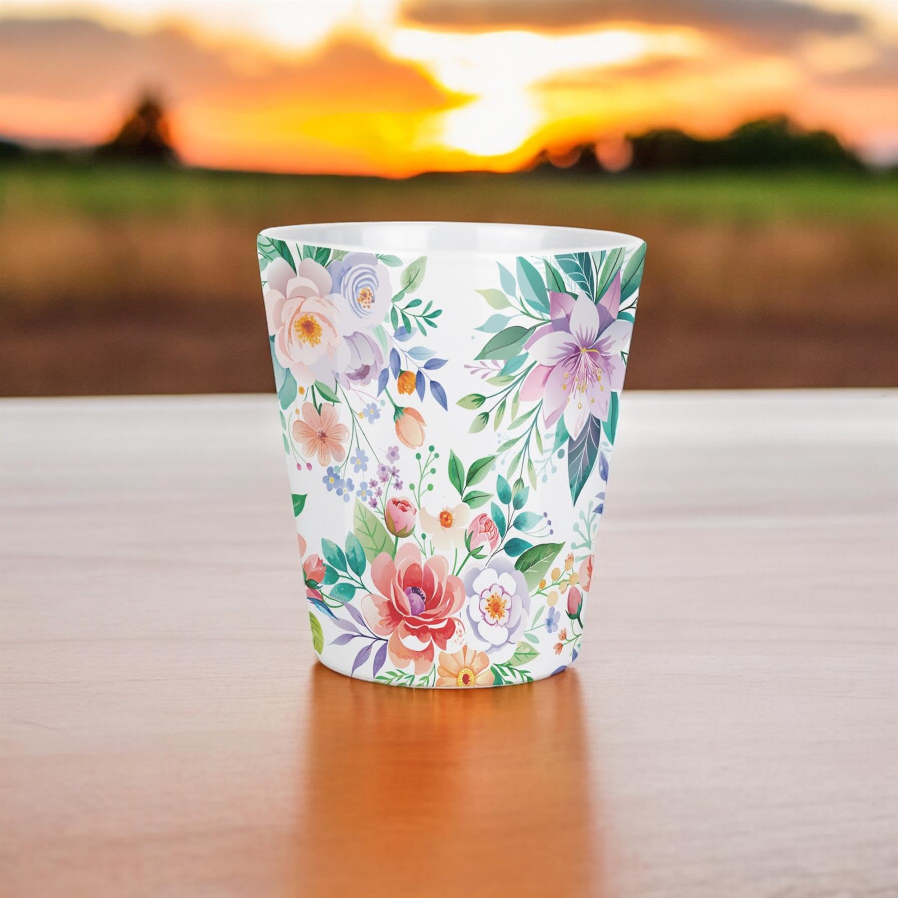 Purely Home Floral Bouquet Plant Pot, Pastel Flowers Small Ceramic Indoor Plant Pot with Drainage Hole - Image 2