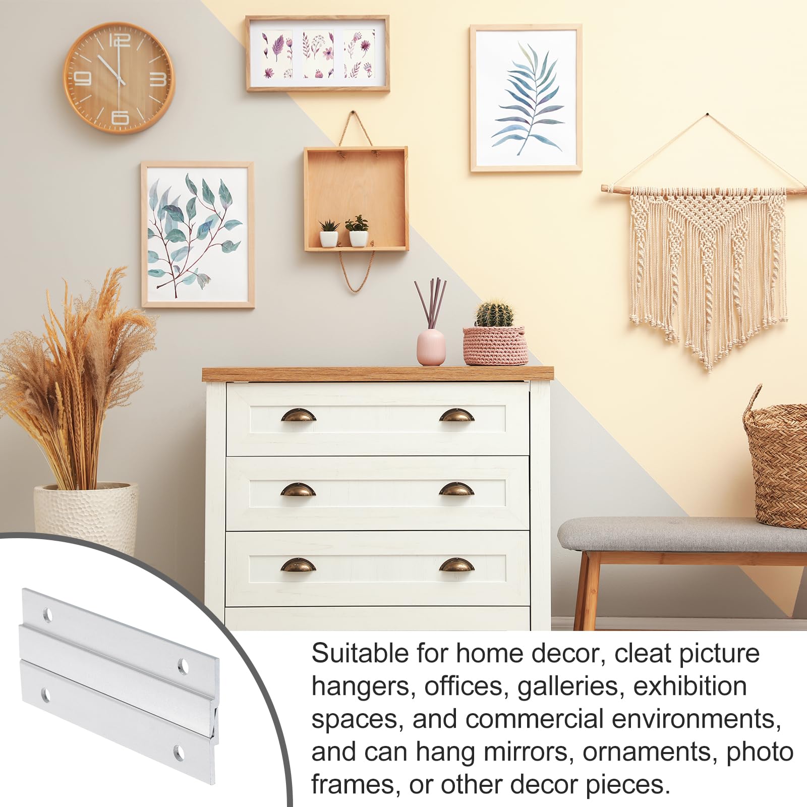 4 French Cleat Picture Hangers Kit - Heavy Duty Aluminum Z Clips For Mirrors & Frames (100mm)