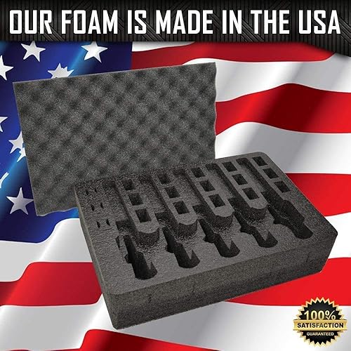 Miniatura 3 de Inserto de espuma de almacenamiento de pistola y cargador para funda Apache 4800 Juego de 2 piezas Base de polietileno de grado militar precortada