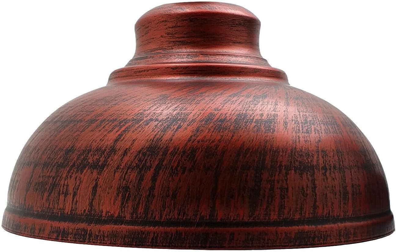 2 Pack Rustic Red Pendant Ceiling Lights Vintage Industrial Hanging Metal Lamp Fixtures with E26 Base for Farmhouse Kitchen, Dining Room & Home Interiors