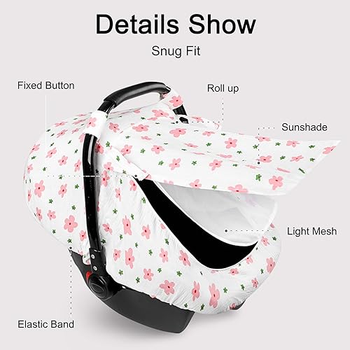 Miniatura 4 de Hooyax Funda de asiento de automóvil de muselina para bebé, toldo transpirable y de privacidad para asiento de automóvil con 3 modos, fácil de