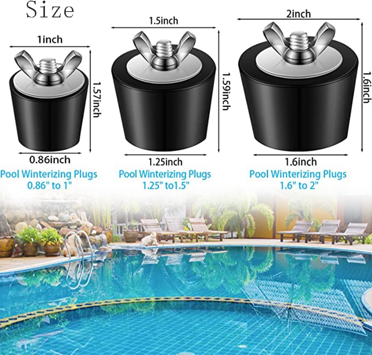 Bouchon D'Hivernage En Caoutchouc Pour Piscine - Tuyaux 20-24 Mm, Avec Bouton Acier Inoxydable