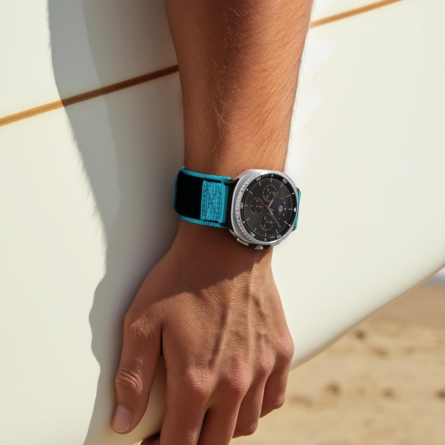 Nereides Nylon Hook and Loop Sport Band ONLY for Samsung Galaxy Watch 8 Classic (46mm) & Watch 8 (40mm/44mm), Rugged Adjustable Replacement Strap, Breathable Lightweight band for Men Women Lake Blue