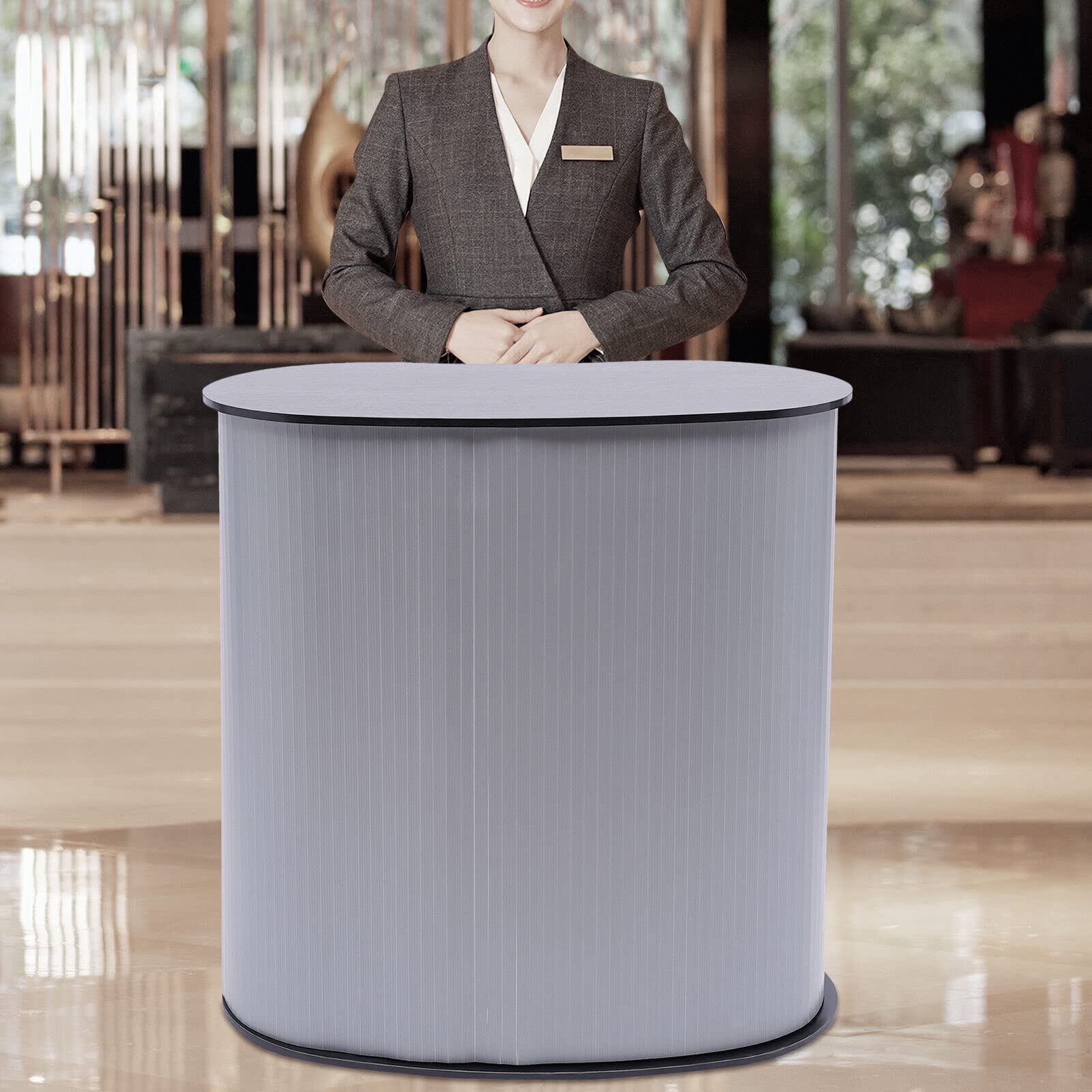 Empfangstheke Messetheke Faltbar Empfangstresen Rezeptionstheken Verkaufstheke Verkaufstheke Rezeption Counter Round Ausstellungsstand Geeignet Für Produktpräsentationen 40 x 90 x 90 cm