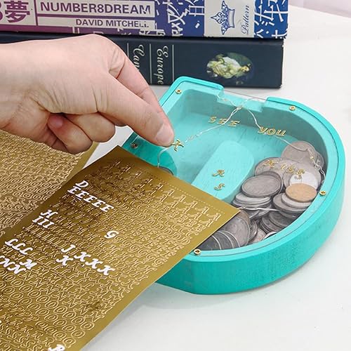 Miniatura 6 de Banco de dinero de madera con letras coloreadas, banco de monedas con texto grabado, caja de dinero de madera, regalo para niños, regalo de Navidad,