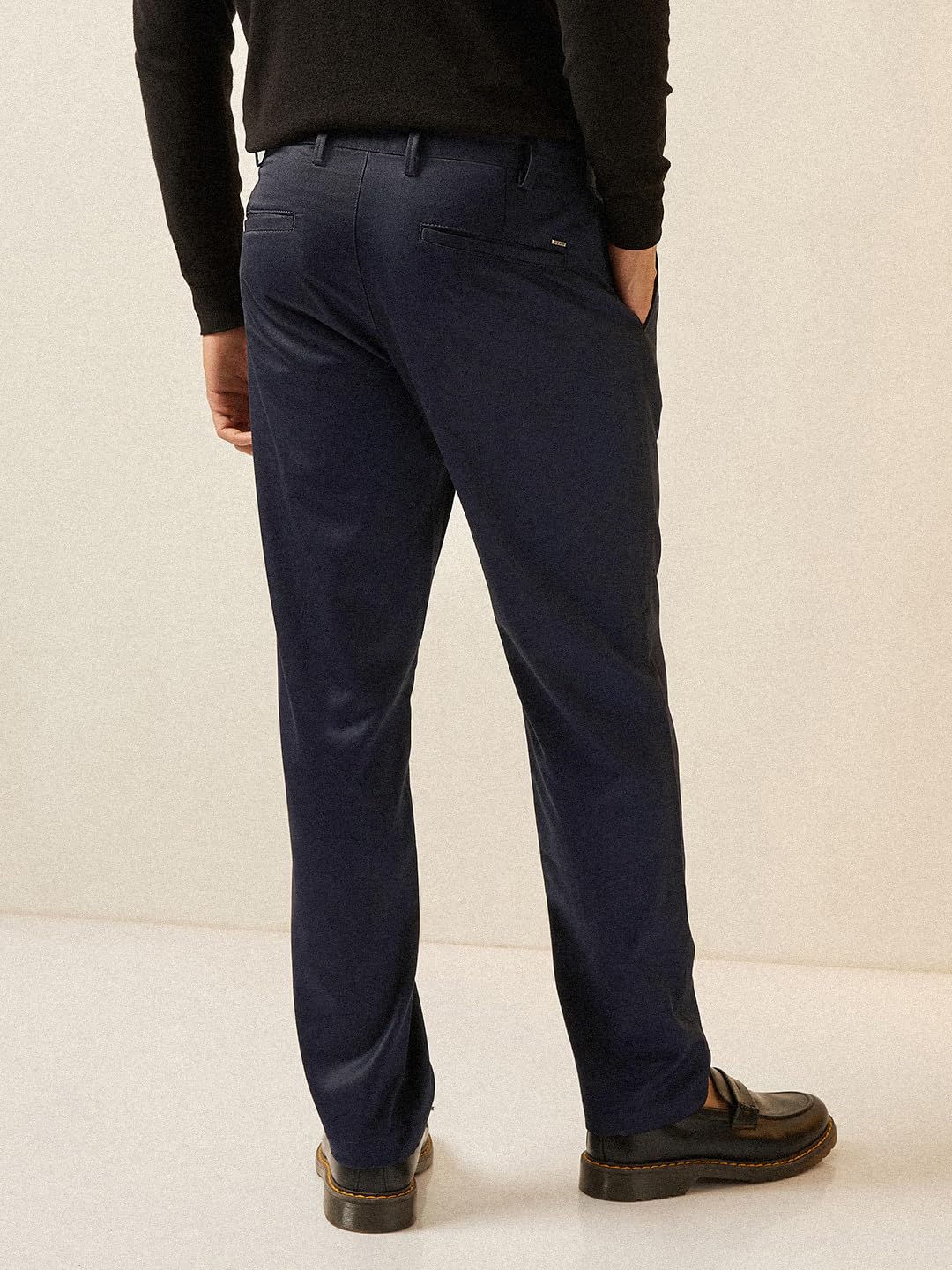 THE BEAR HOUSE Men's Blue Solid Regular Fit Formal Trouser 1
