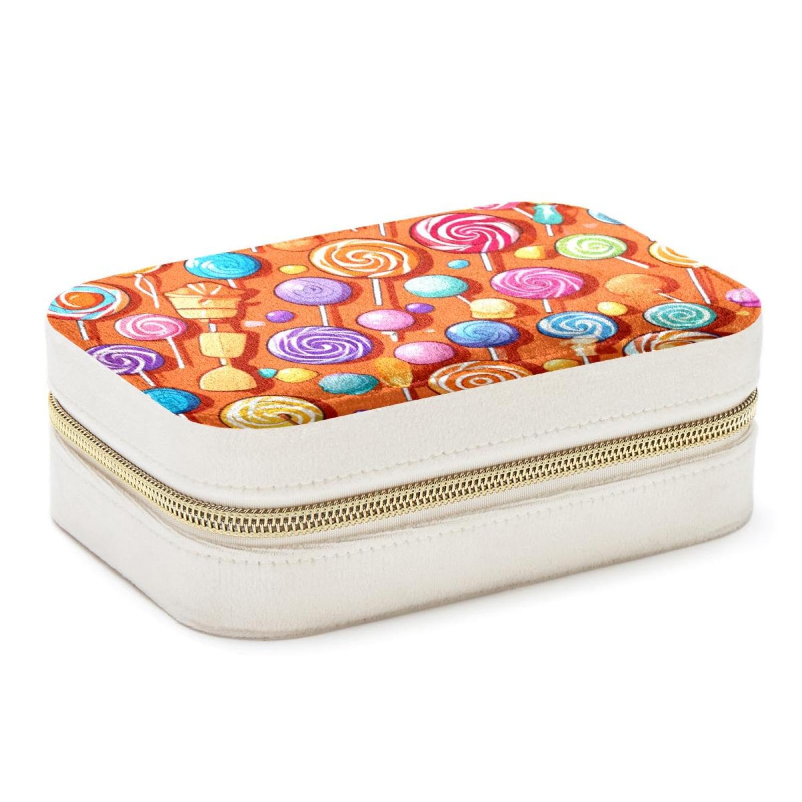 Boîte à bijoux élégante orange bonbon, organiseur double couche
