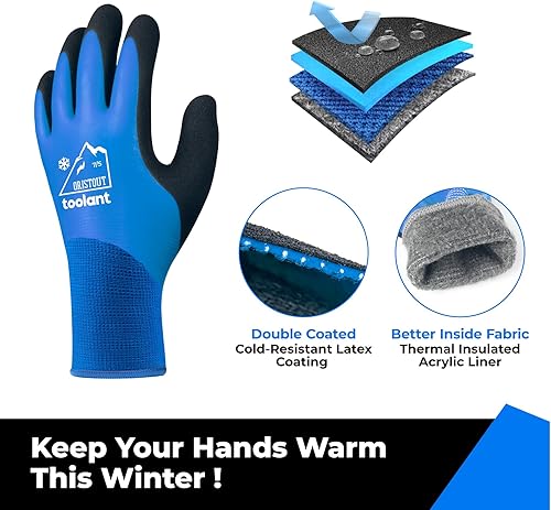 Miniatura 2 de OriStout Guantes de trabajo de invierno impermeables para hombres y mujeres, pantalla táctil, guantes para congelador, aislados térmicamente, para