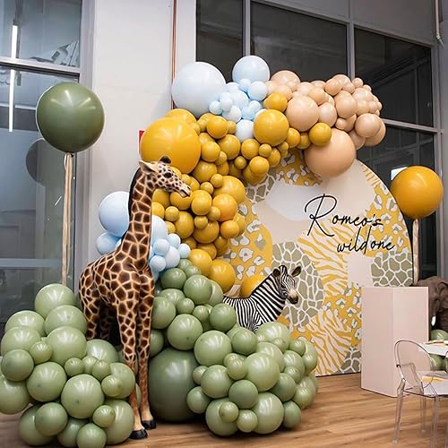 Miniatura 5 de 100 globos de color amarillo mostaza de 18 pulgadas + 12 pulgadas + 10 pulgadas + 5 pulgadas de látex para fiesta, globos de cumpleaños, globos de