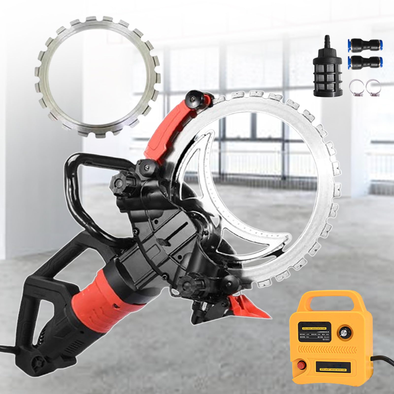 Pealiritansemen 8980W Professional Concrete Ring Saw,3000Rpm Corded Wall Chaser Cutter With Dust Suppression | 29Cm Cutting Depth | 16" Diamond Blade For Building Sites & Renovation Projects