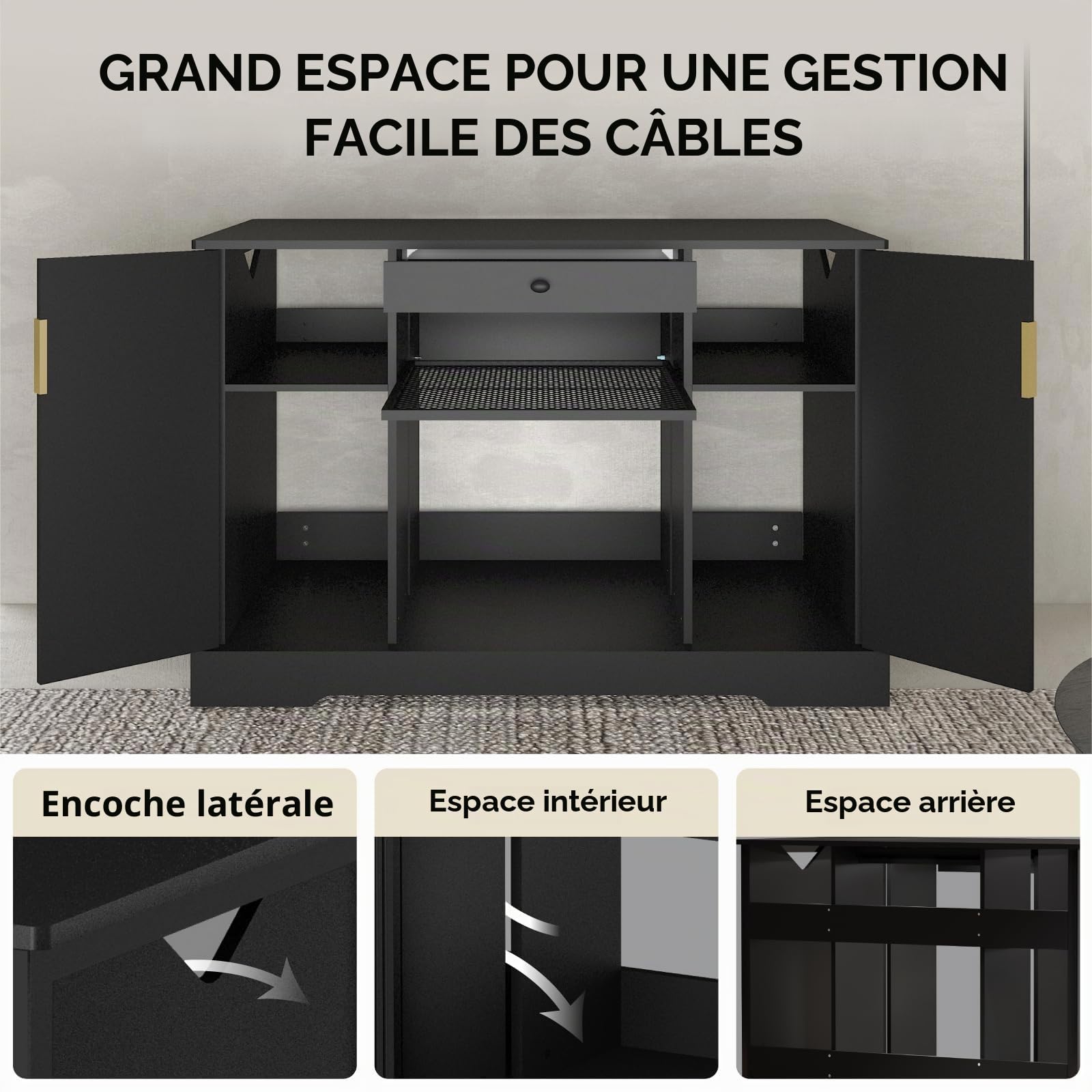 Support pour Terrarium Reptile, Support pour Aquarium avec Rangement, Meuble en Bois pour Terrarium, Armoire pour Aquarium à Reptiles, 120 x 60 x 80 cm