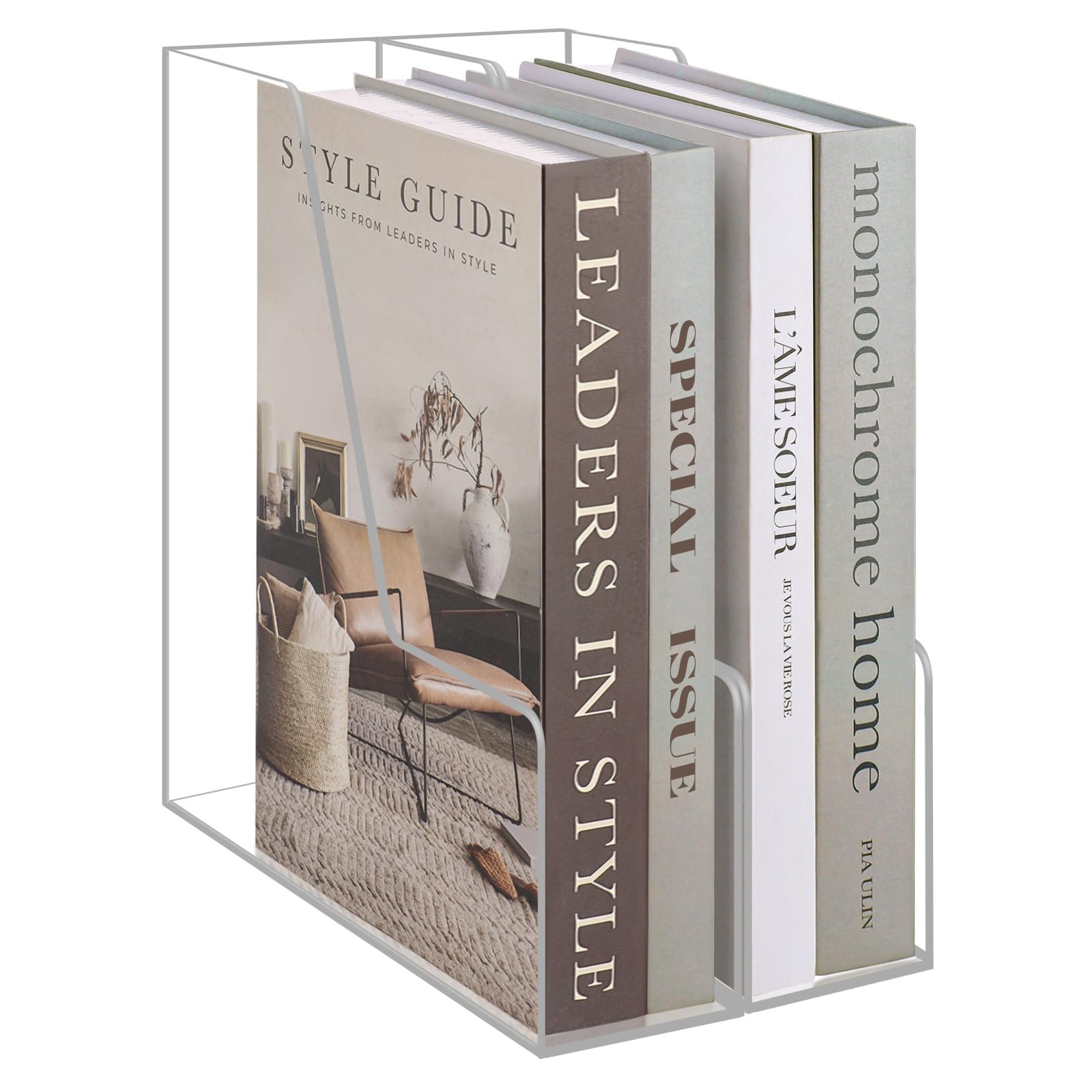 HMXLJJY Clear Acrylic Magazine Rack 2-Pack