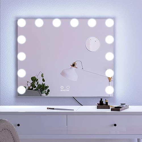 Miniatura 3 de BEAUTME Espejo de tocador con luces espejo de maquillaje iluminado espejos de belleza para mesa de Hollywood o montaje en pared espejo cosmético
