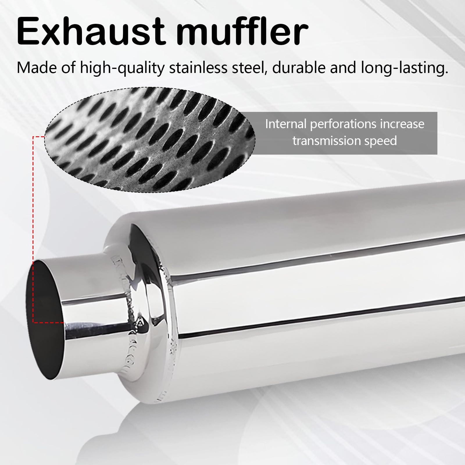 Silenziatore, Silenziatore Auto di Scarico in Acciaio Inox da 305 mm con Uscita Aria da 63 mm Terminale Scarico Auto Universale Terminali di Scarico Passante per Una Varietà di Veicoli