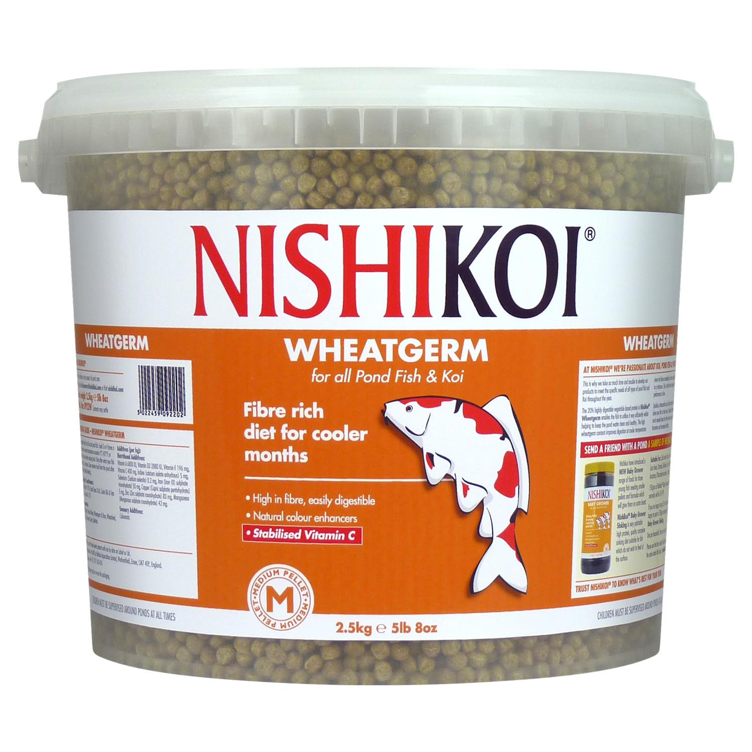 2.5KG WHEATGERM NISHIKOI MEDIUM PELLET FISH FOOD DIET KOI POND FLOATING WINTER