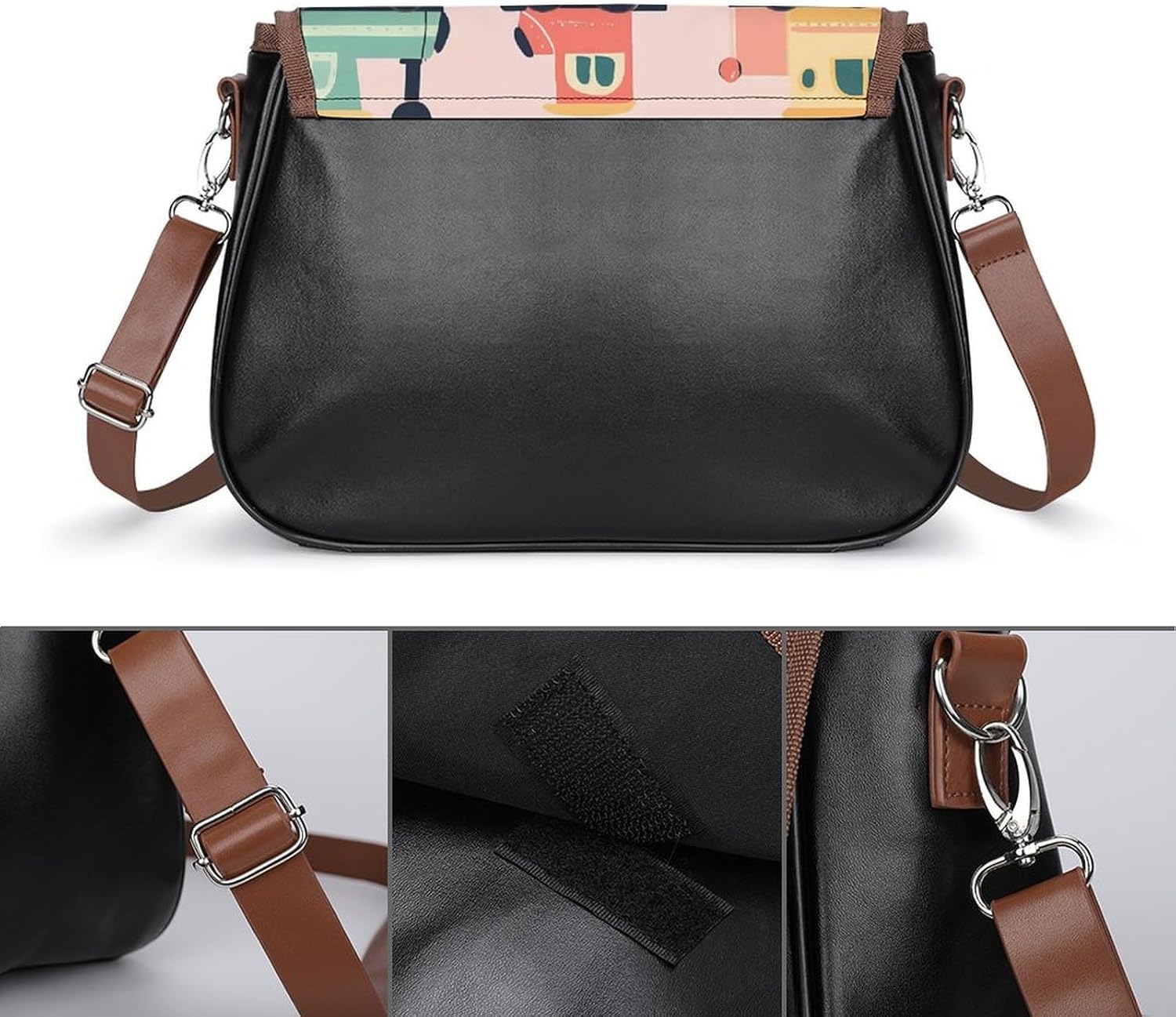 Colorful Locomotive Train Women Crossbody Purse Leather Messenger Bag Handbags Shoulder Strap Bags