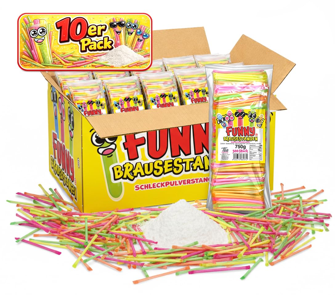Tise Süsswaren Funny Brausestangen, Schleckpulver, 5000 Stück (7500g)