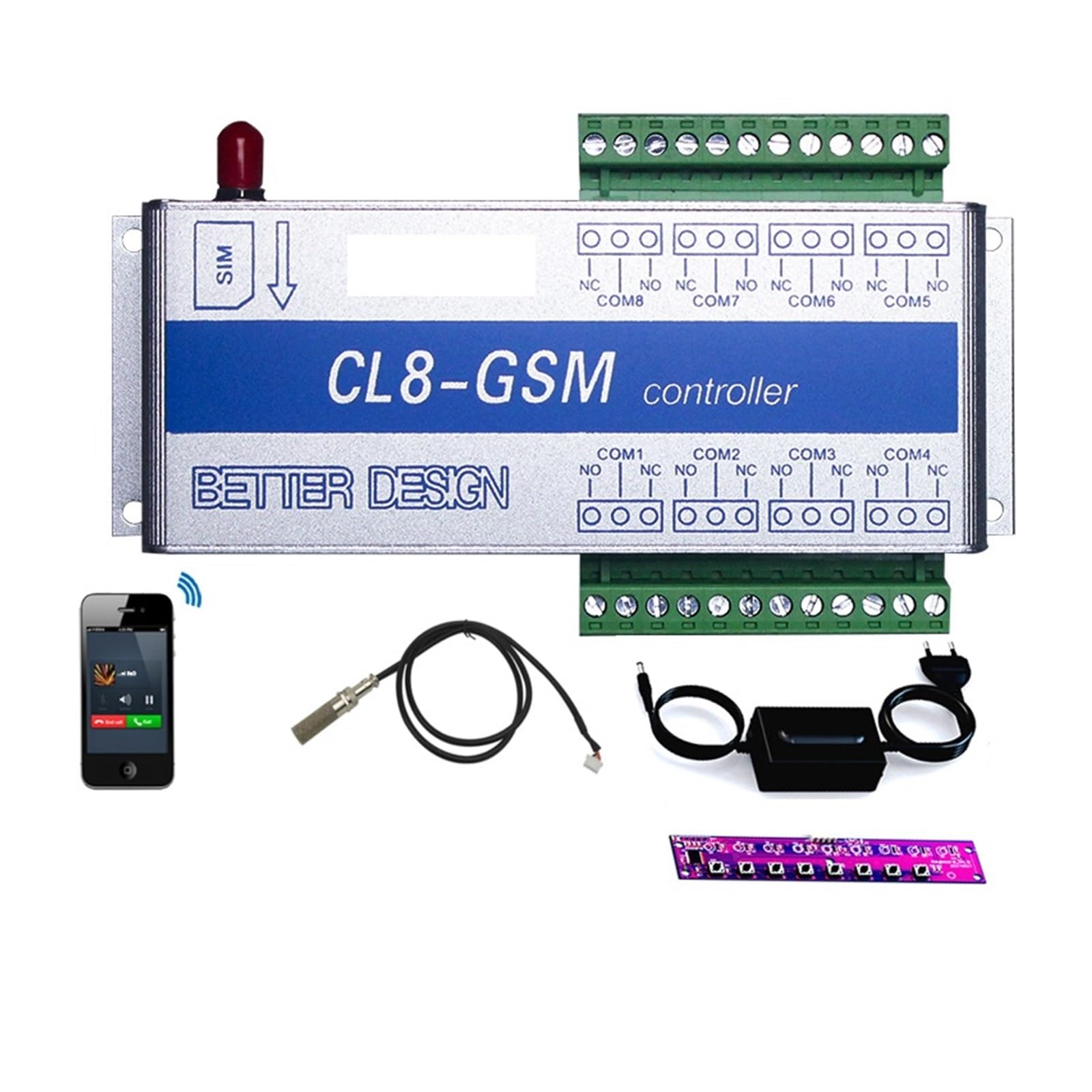 Abridor automático de puertas, CL8-GSM-NC de alarma de alerta SMS inalámbrico Monitoreo de temperatura Alarma GSM + Sensor con alerta de falla de energía para familias numerosas, comunidades pequeñas(