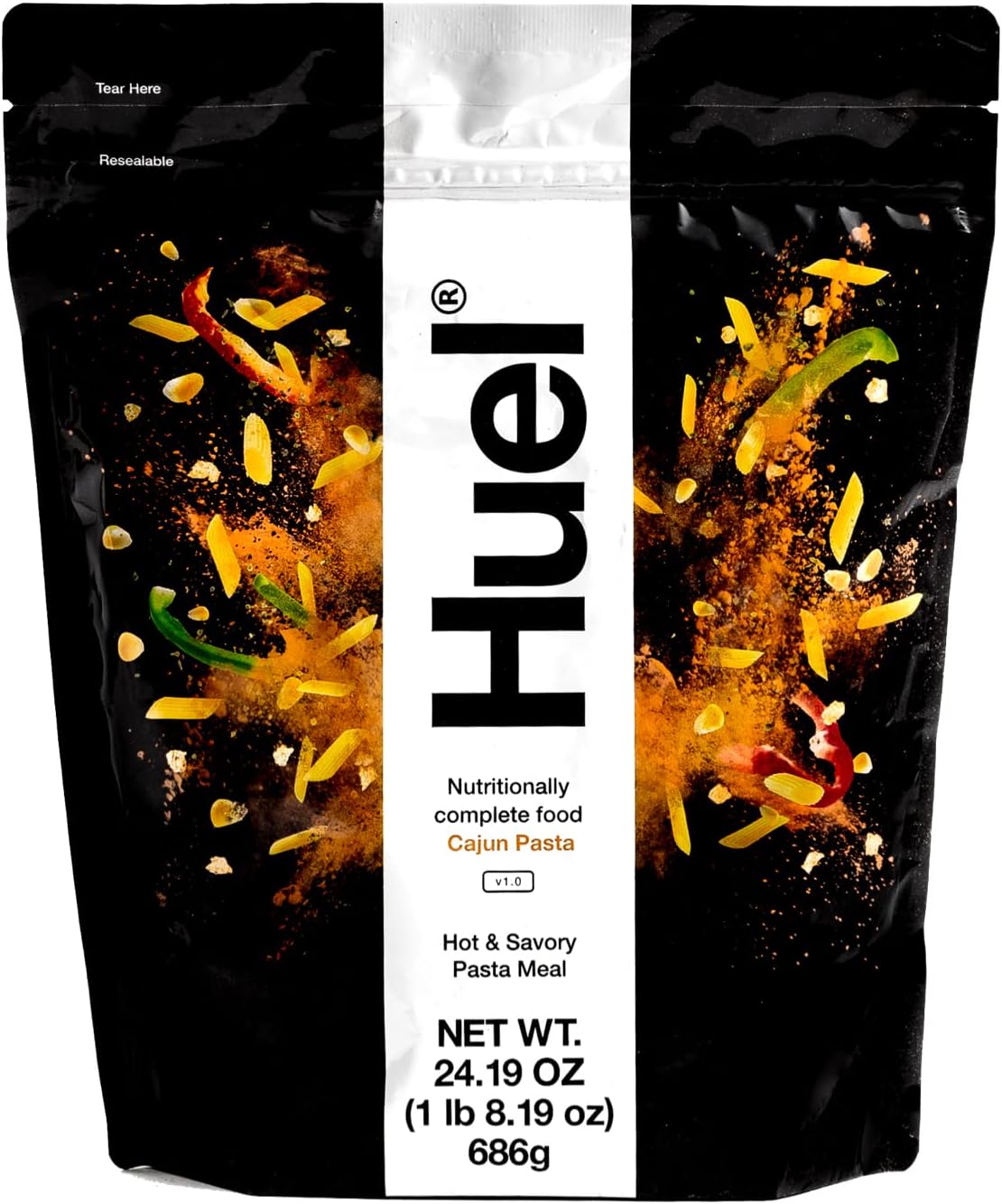 Hot and Savory Instant Meal Replacement - Cajun Pasta - 14 Scoops Packed with 100% Nutritionally Complete Food, Including 25g of Protein, 6g of Fiber, and 27 Vitamins and Minerals