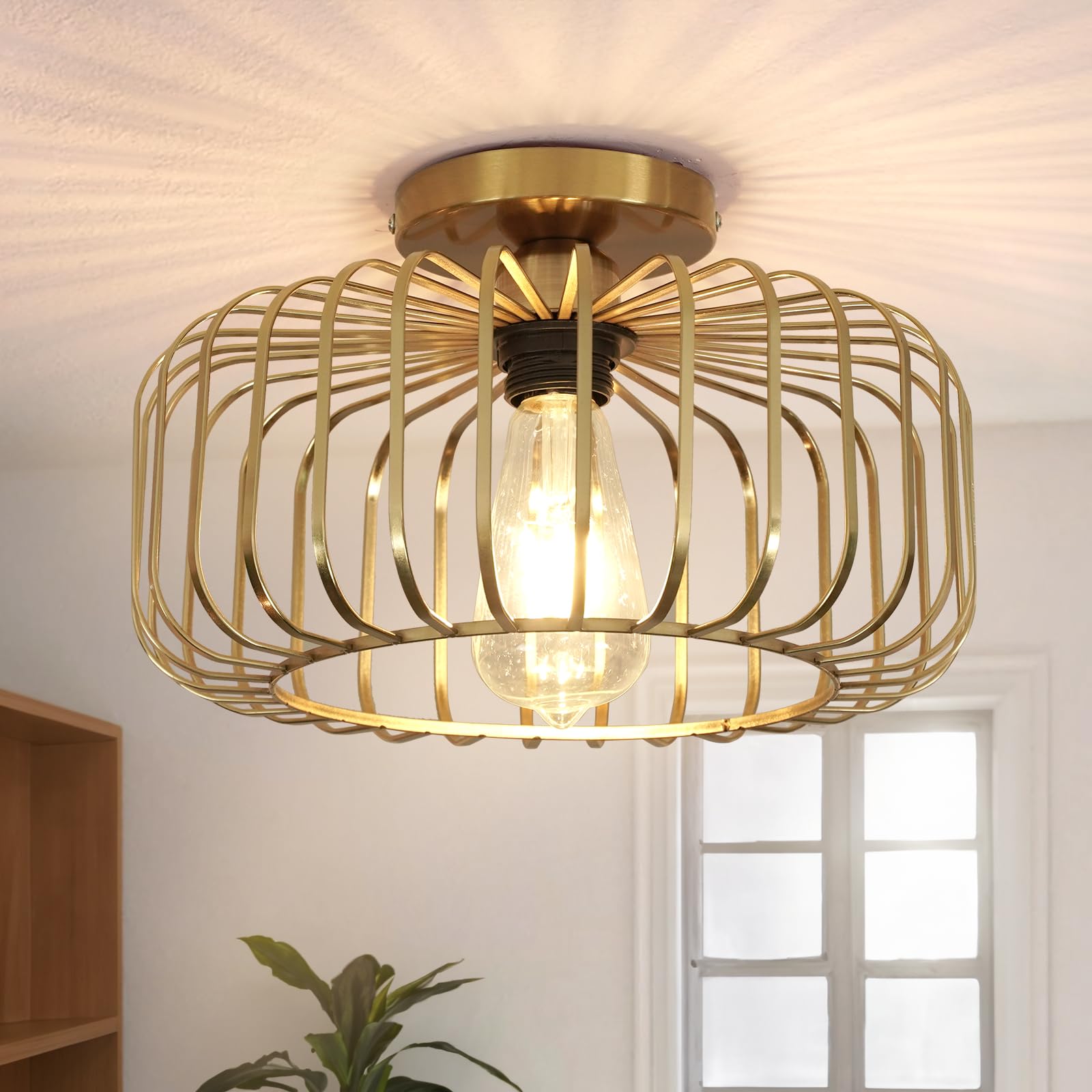 Lampadario A Sospensione Nero E Oro 30cm - Design Moderno In Tessuto Per Soggiorno E Camera Da Letto - FRIDEKO HOME
