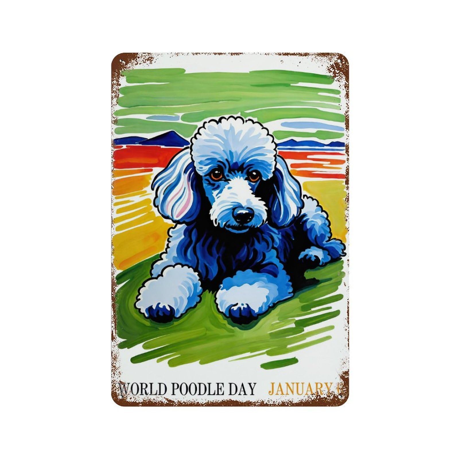 Garage Style WORLD POODLE DAY POSTER Rustic Tin Plaque 11.8"x7.9", Vintage Wall Decor for Bar And Workshop