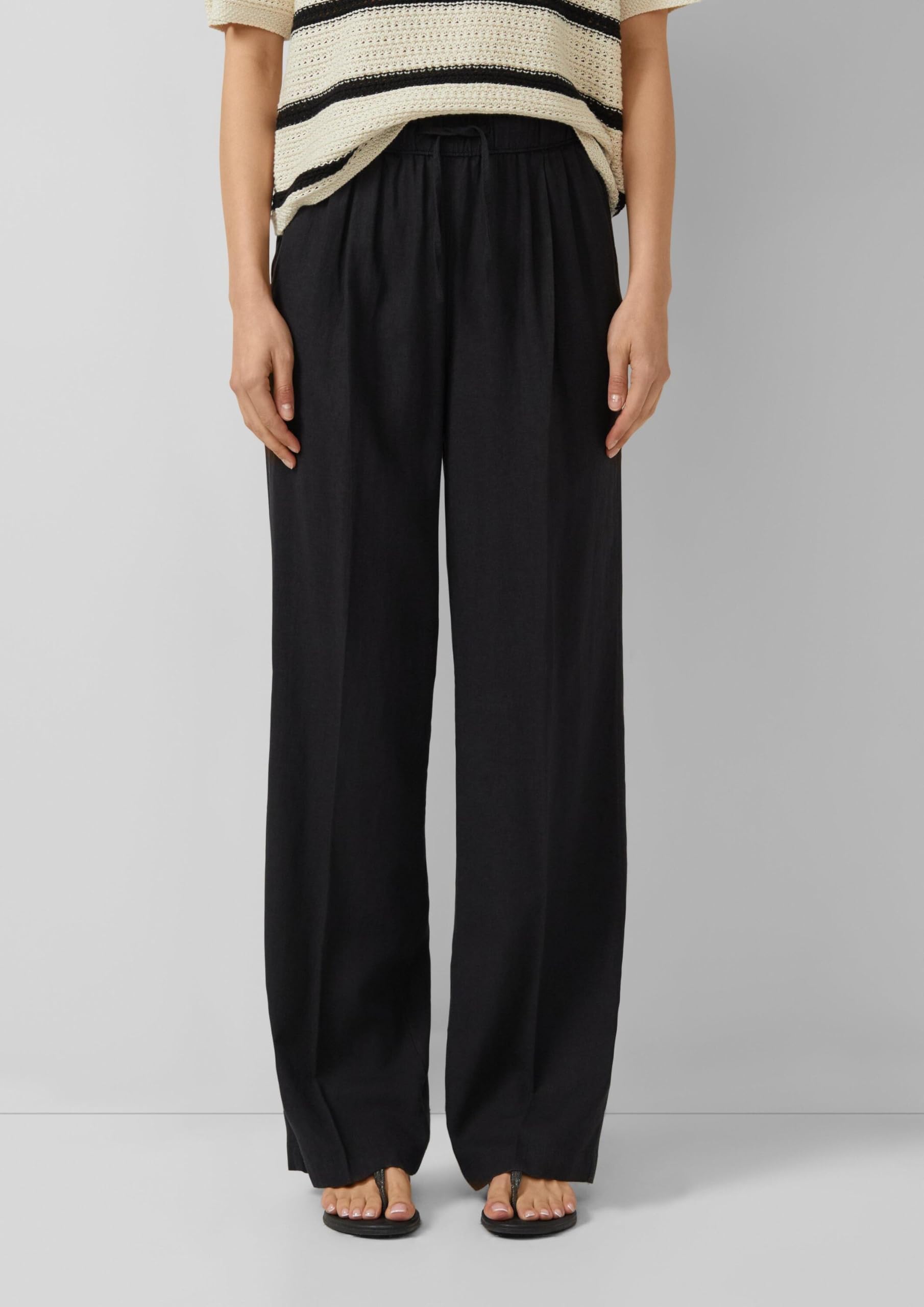 s.Oliver Damen Leinen-Mix Hose lang Leinenmix-Hose mit Elastischem Bund
