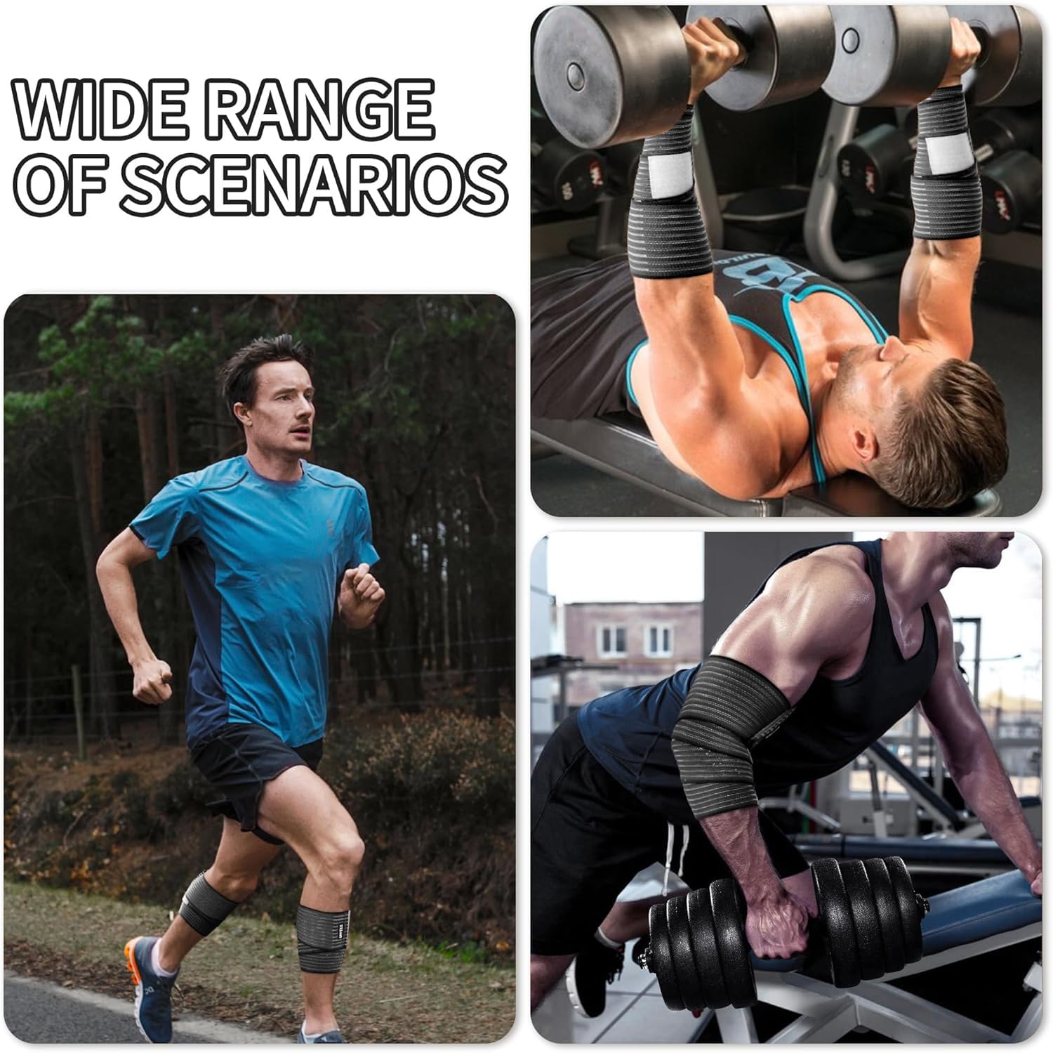 ONTYZZ Supporto Bendaggio Gomito 1 Pezzo Alta Elasticità Fasciatura Polso Supporto Mani per Sport Palestra Corsa Tozzo Allenamento Bendaggio Caviglia Tutore Nero/90cm