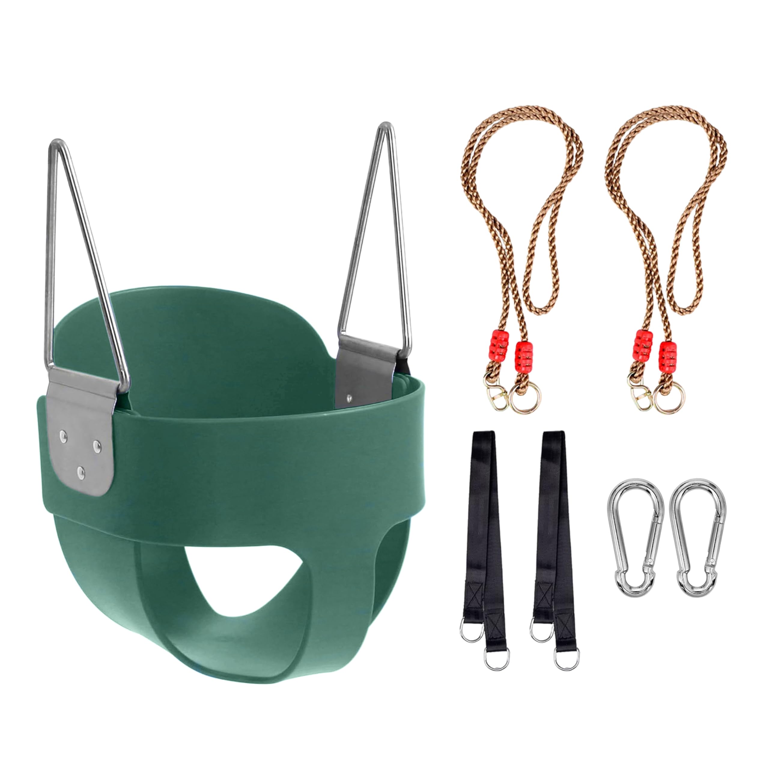 TengRui Kids Soft Plastic Bucket Swing Indoor/Outdoor Child Tree Swing Seat with High Back & Adjustable 180cm Rope for 3+ Years Toddler Baby