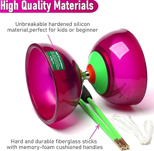 Miniatura 3 de Body Rhythm - Juego de cinco rodamientos de diábulo chino con varillas de fibra de vidrio ajustables cuerdas para todas las edades ideal para