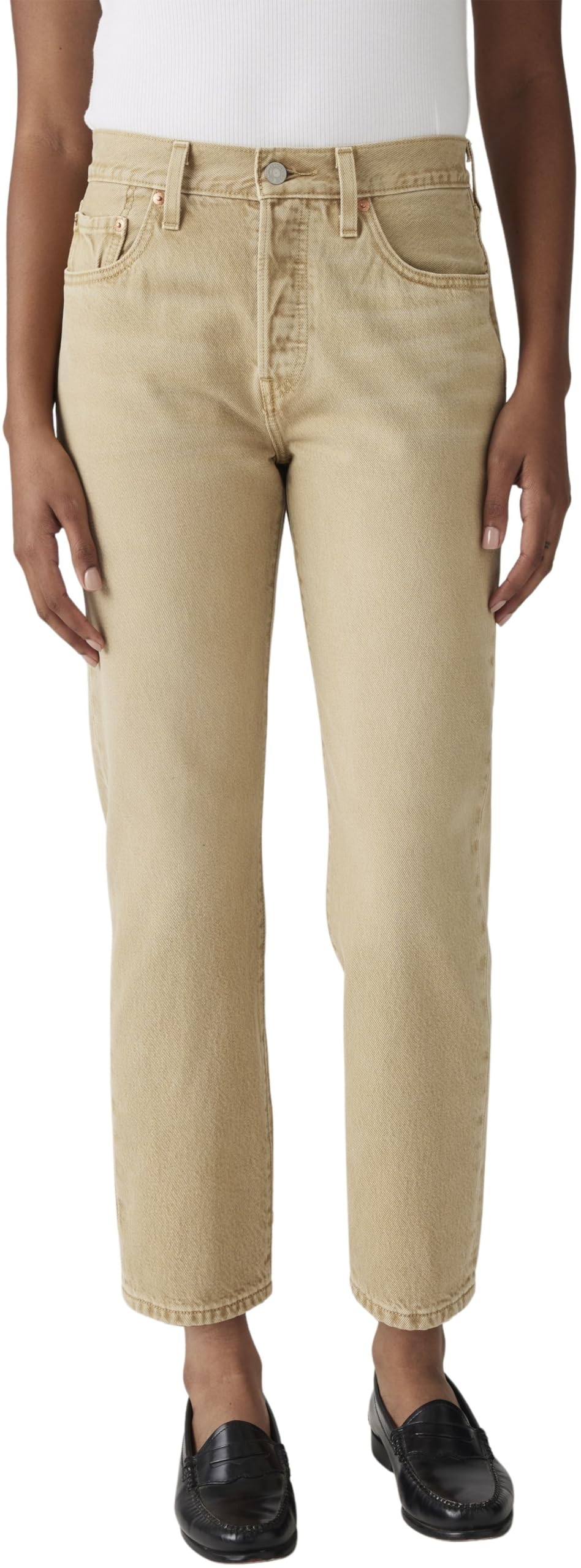 Levis Women's Beige Levi's Scraped Travertine Stf 501 Crop Jean