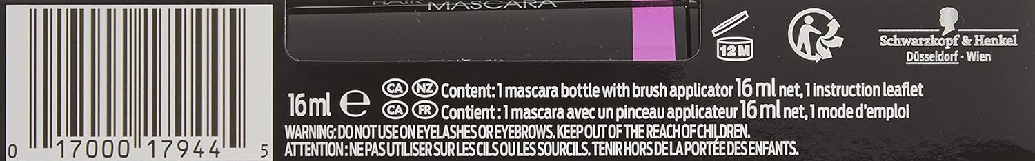 Schwarzkopf Hair Mascara, Black, 1 Tube (16ml) : Beauty & Personal Care
