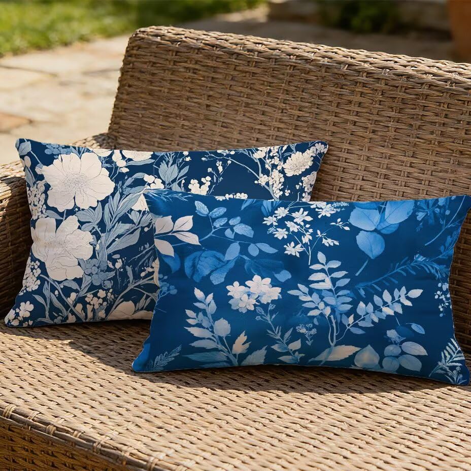 Housse de Coussin de Jardin 60x80 Bleu Marine Décoratif Rectangulaire