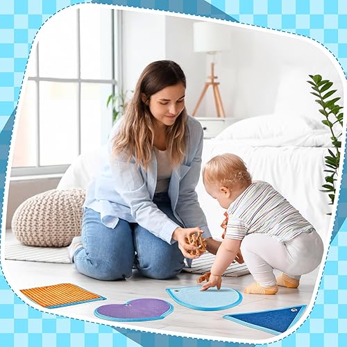 Miniatura 6 de Juego de 12 alfombrillas sensoriales con textura surtida, azulejos sensoriales para el suelo, paneles de pared sensoriales educativos táctiles para