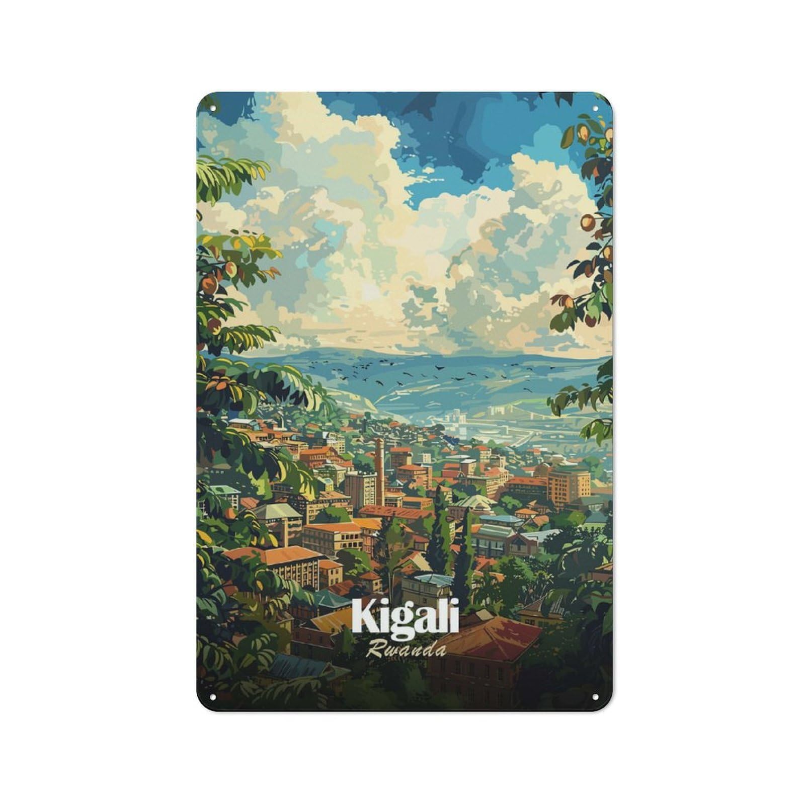 Vintage Garden Room Metal Sign 30x20cm Featuring Kigali, Rwanda Cityscape Art, Utility Space Decor for Shed, Garden Room, Porch Or Garage