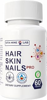 Hair, Skin & Nails Pro - Biotin + Vitamin C + Vitamin E | Supports Healthy Hair Growth, Glowing Skin & Strong Nails | Halal, Gluten-Free, Certified Vegan, Made in USA, 60 Vegan Capsules