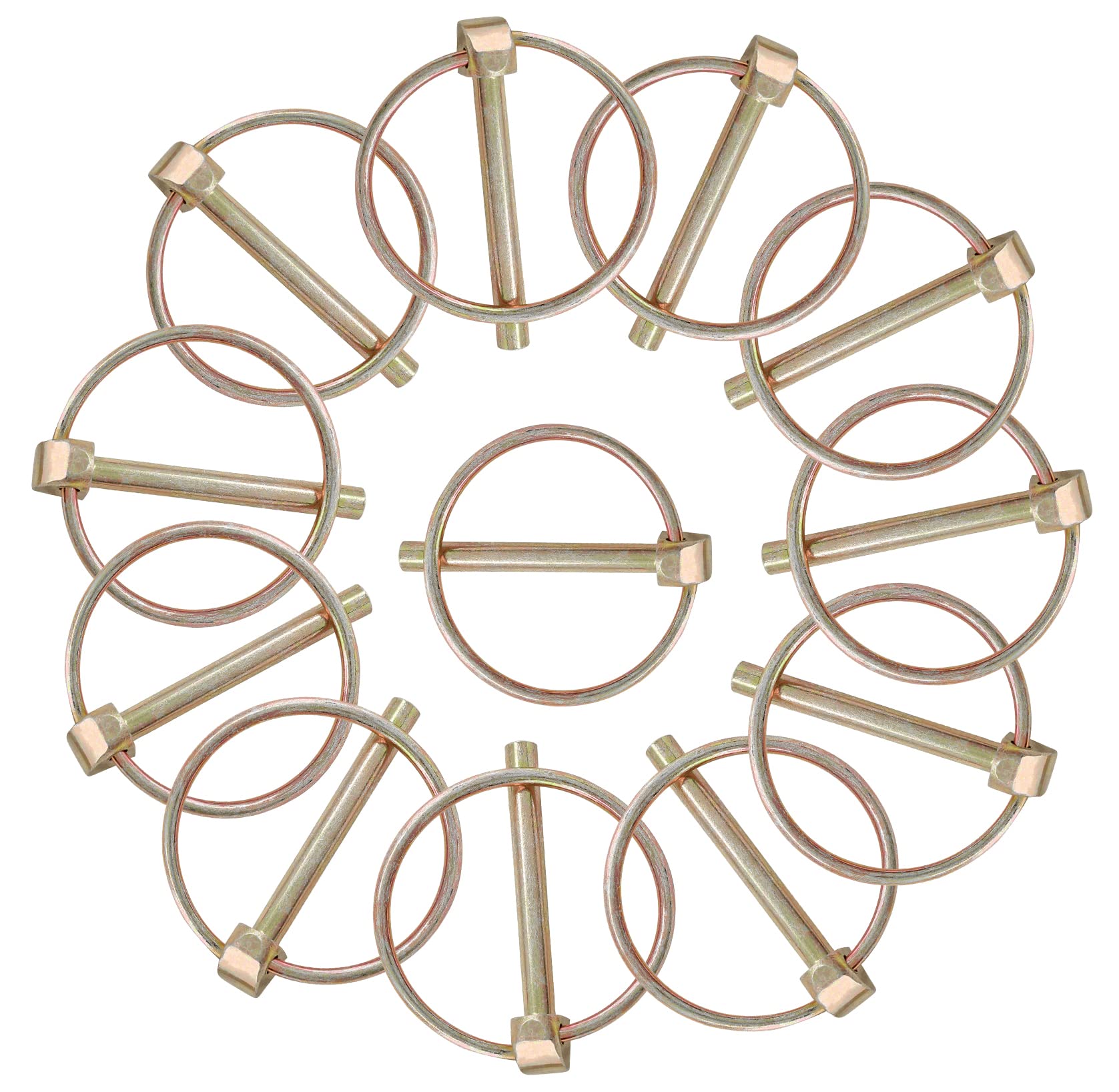 Kemcatui 12 PCS Heavy Duty Linch Pin with Ring, 3/16" x 1-1/2" Linch Pins for Trailer Trolley Trucks Mower, Lynch Pin Assortment Kit