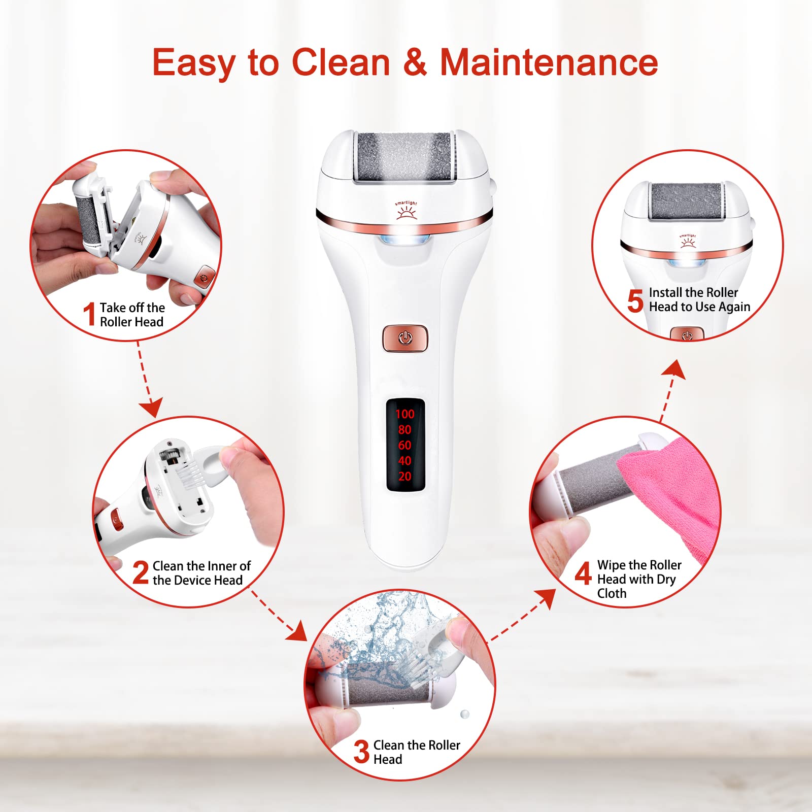Lima Eléctrica Pies Durezas, Aottom Pedicura Electrico las Quita Durezas Eliminar Callos Herramientas de Poderoso Recargables Profesional con 3 Diamond Rodillos IPX7 Impermeable