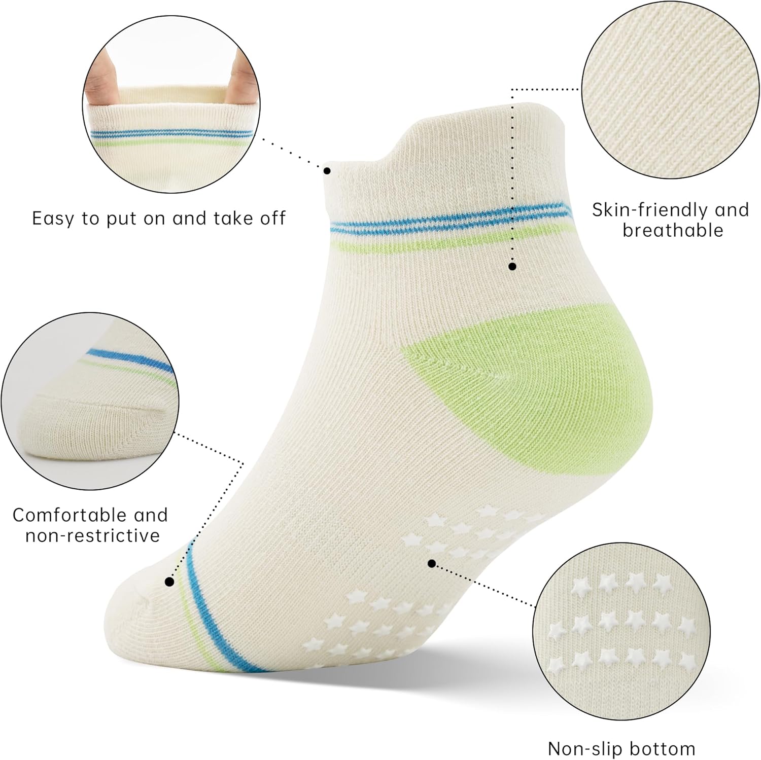 Tphon Toddler Baby Non Slip Ankle Socks with Grippers Kids Boys Girls Socks 12 Pairs for 0-7 Years Infant Children - Image 3