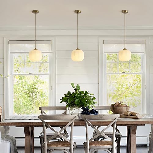 Miniatura 4 de Luces colgantes modernas de mediados de siglo, isla de cocina, pequeña lámpara colgante de vidrio de leche, lámpara colgante de globo dorado, luz