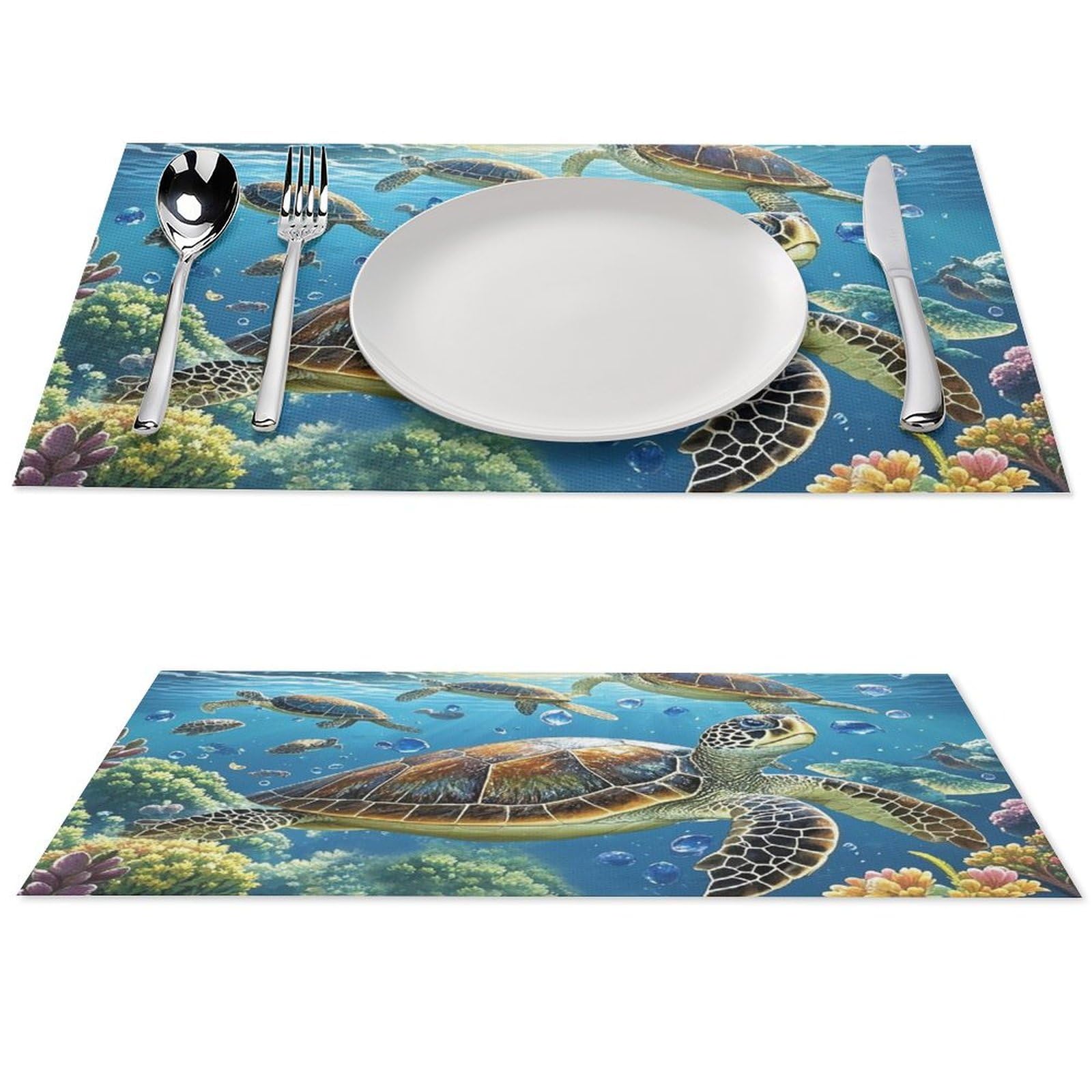 Set de table tortue de mer lavable antidérapant en PVC pour table de cuisine restaurant
