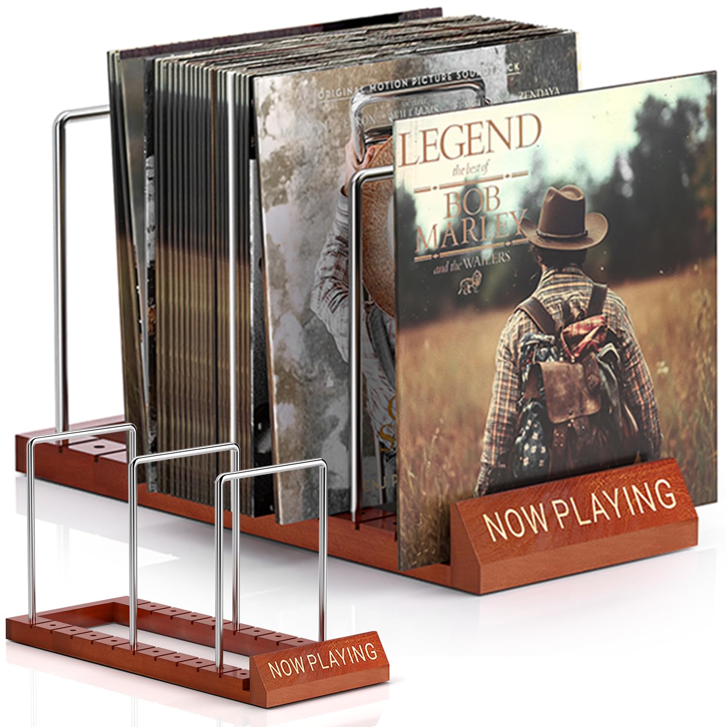 Facmogu Durable Vinyl Record Storage Holder for 50 LPs, Now Playing Records Stand, Adjustable Display Storage Shelf, Sleek Record Holder & Display for