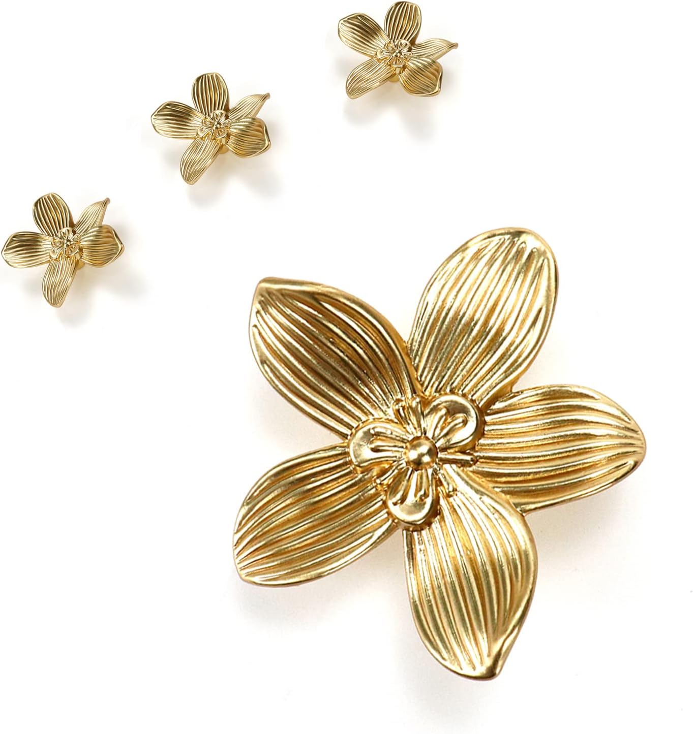 Crapyt Flower-Shaped Decorative Knobs 4 PCS for Cabinet,Dresser,Drawer,Wardrobe, with Single Hole Furniture Knobs Pulls Household Handles Ornament Zinc-Alloy