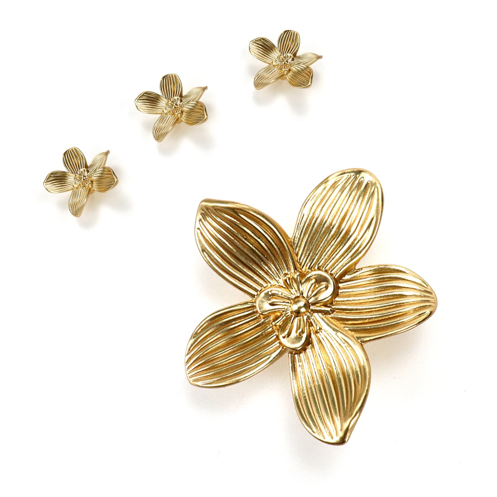 Crapyt Flower-Shaped Decorative Knobs 4 PCS for Cabinet,Dresser,Drawer,Wardrobe, with Single Hole Furniture Knobs Pulls Household Handles Ornament