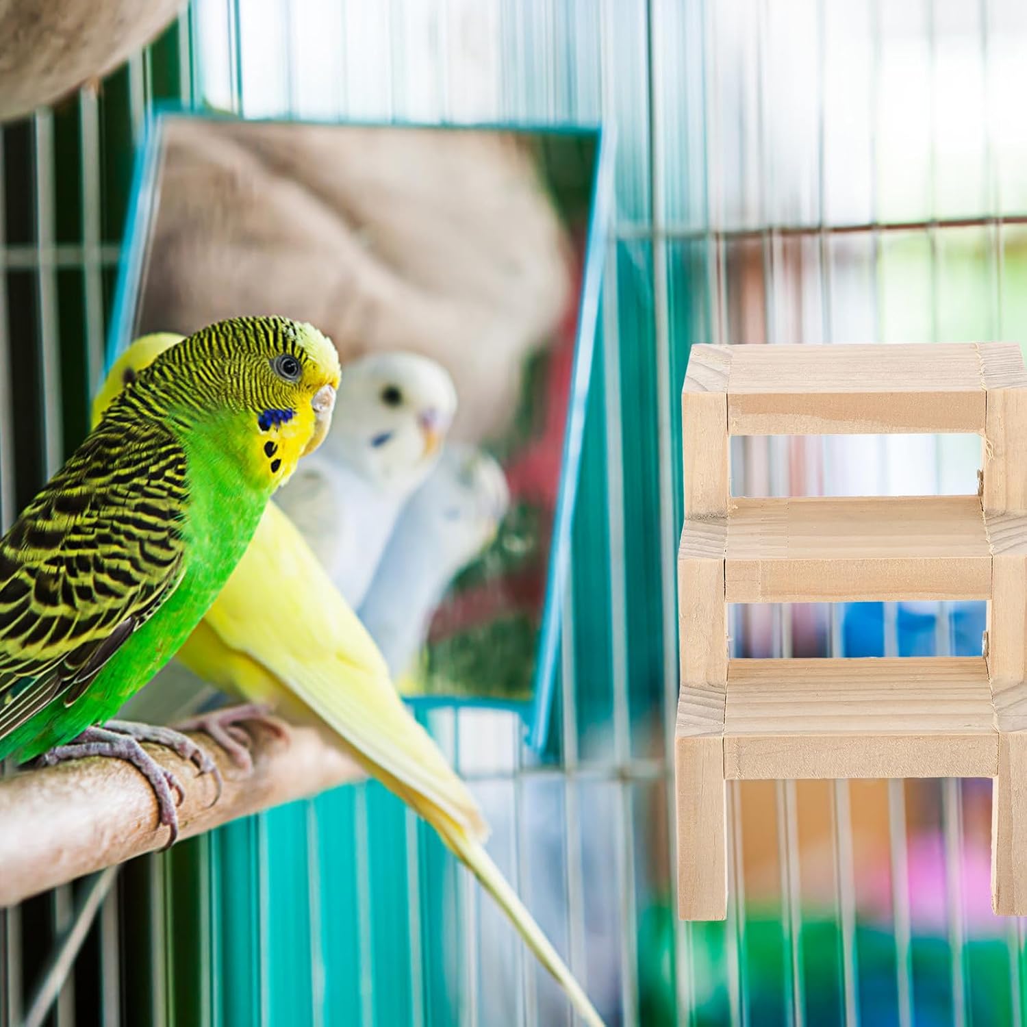 Wooden Z Shaped Bird Ladder for Parrots and Birds Interactive Parrot Ladder with Easy Installation