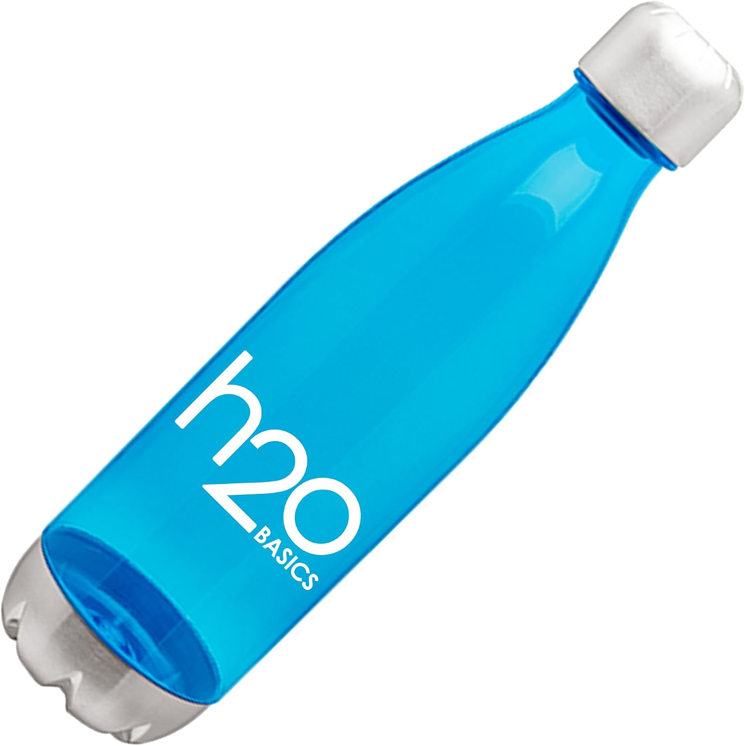 H2O Basics BPA-Free Sport Water Bottles 25 oz, Tritan Non Toxic Plastic, Reusable Flask with Stainless Steel Leak Proof Twist Off Cap & Steel Base, Cola Bottle Shape (Aqua, 25 Ounces)