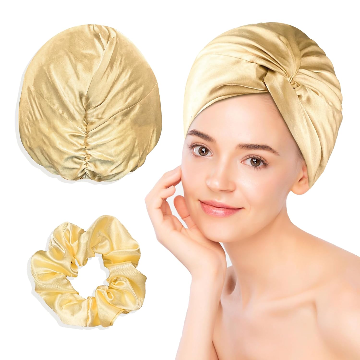 Chloven Double Layer 100% Mulberry Silk Bonnet for Sleeping Women