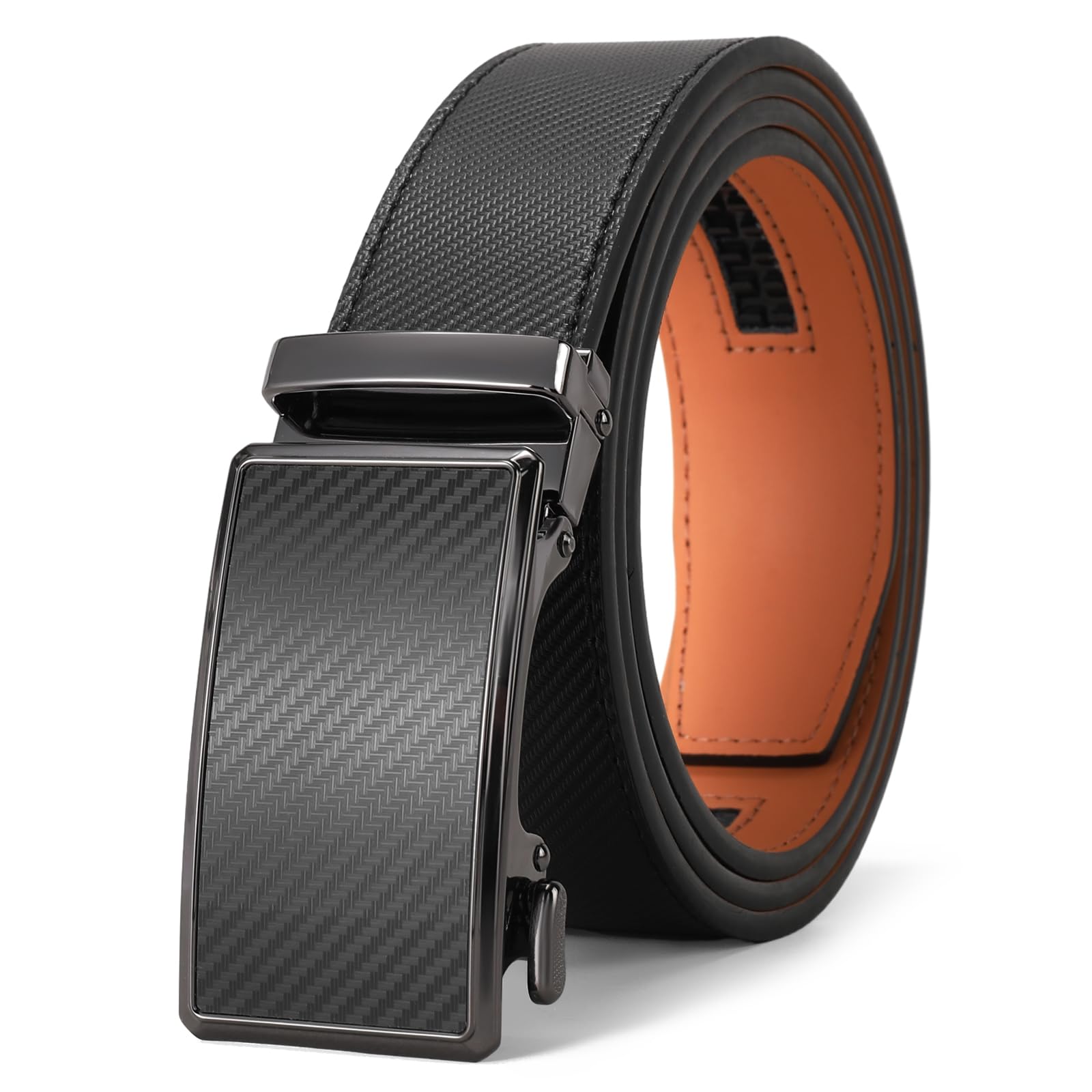 GAEKEAO Ratchet Belts for Men 1 3/8" Genuine Leather Mens Belts for Casual Dress with Adjustable Automatic Buckle